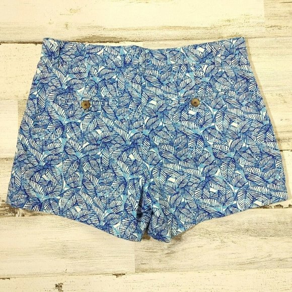 GAP Chino Shorts Women's Size 0 Blue Palm Leaf Print 3" Inseam - Picture 2 of 4